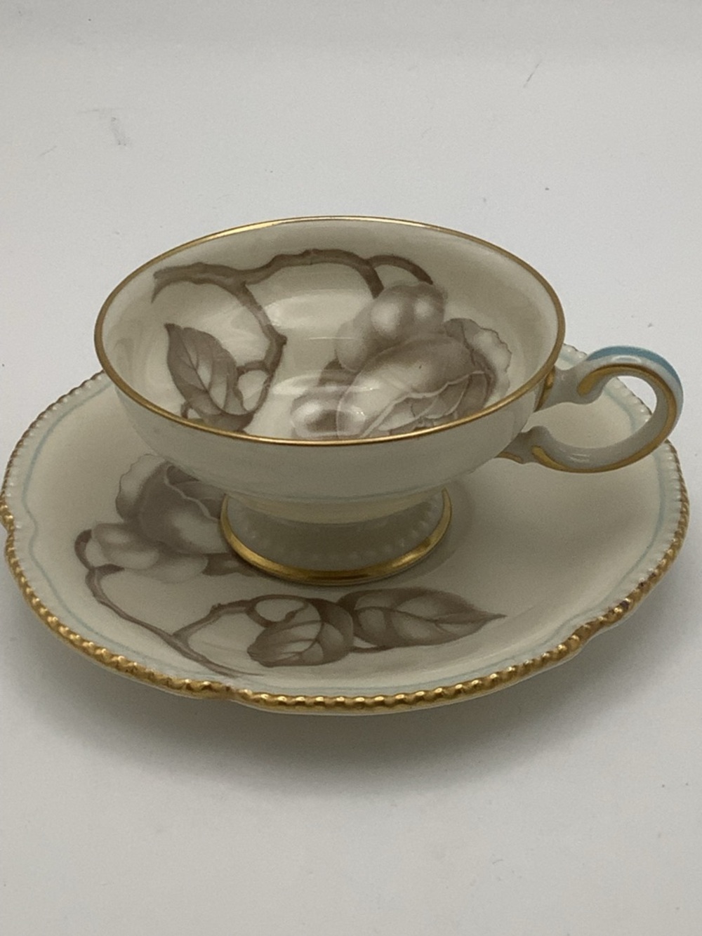 Vintage Castleton China Classic Cream Roses Demitasse Cup and Saucer Set